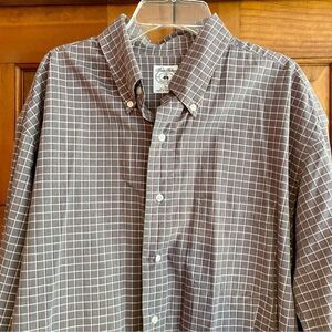 Brooks Brothers Sport Shirt Men’s Size Large Gray White Checkered Windowpane